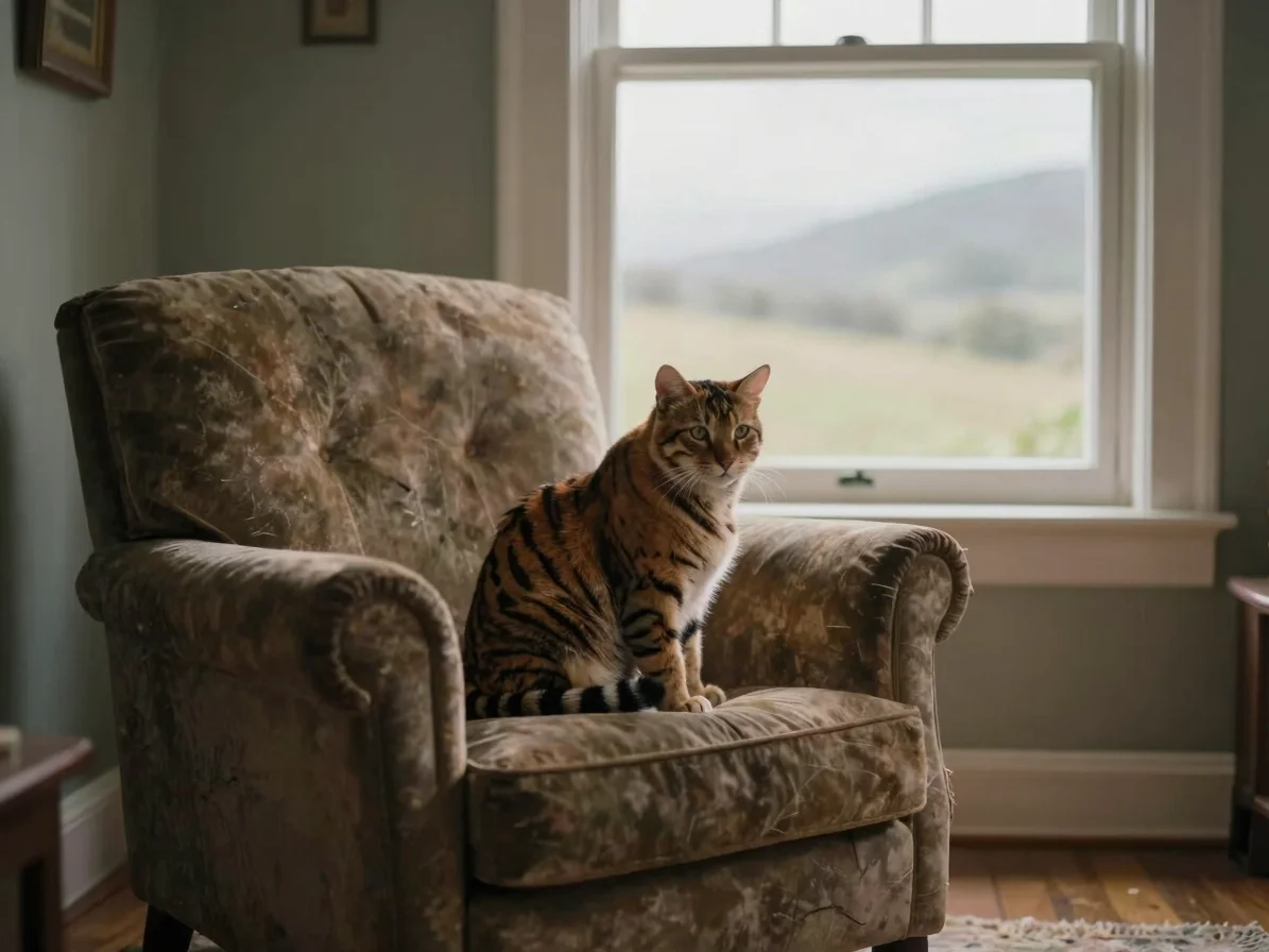 Interior illustration page from Tiger, King of the Sofa showing a